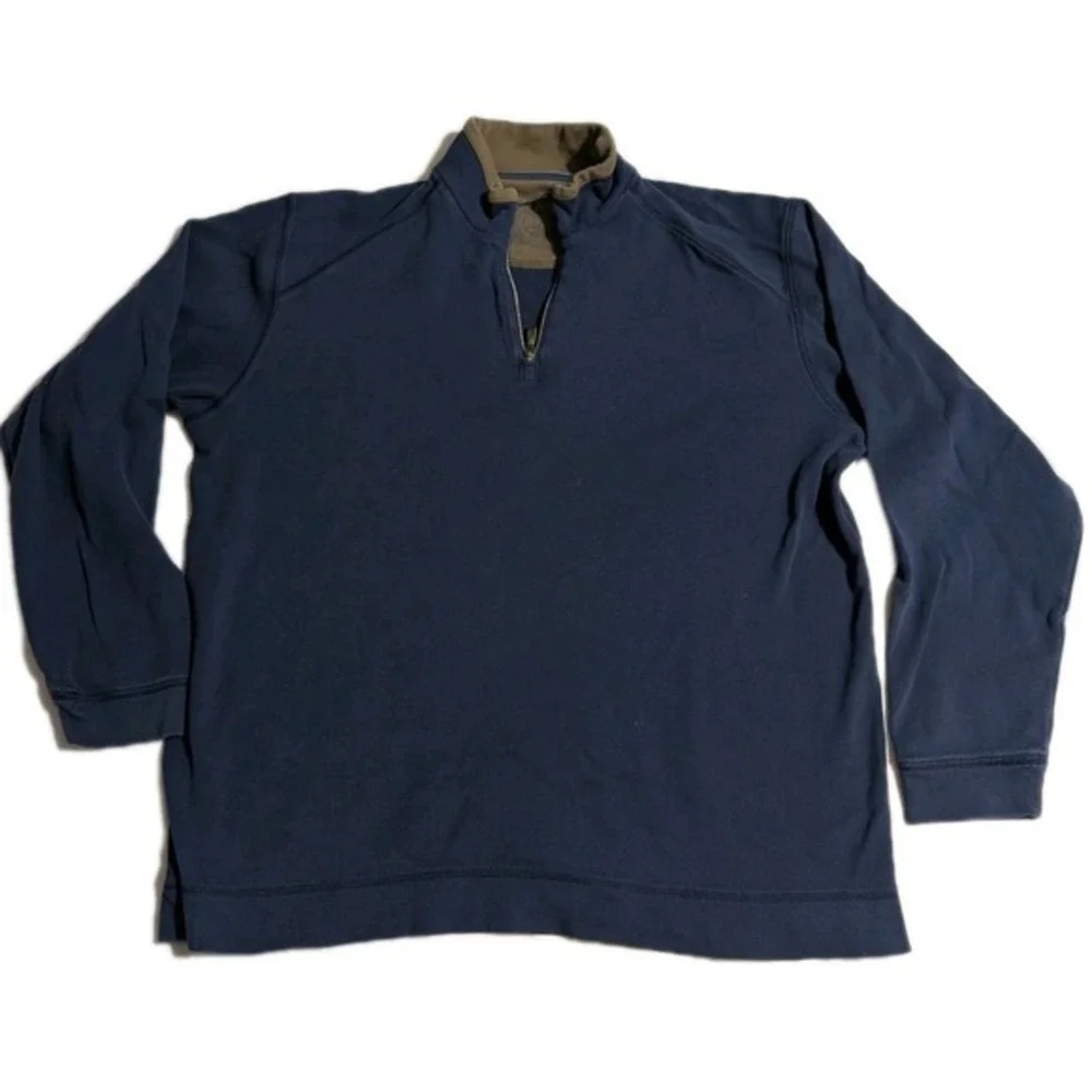 Tommy Bahama 100%‎ Pima Cotton Quarter-Zip Pullover – Navy, Medium